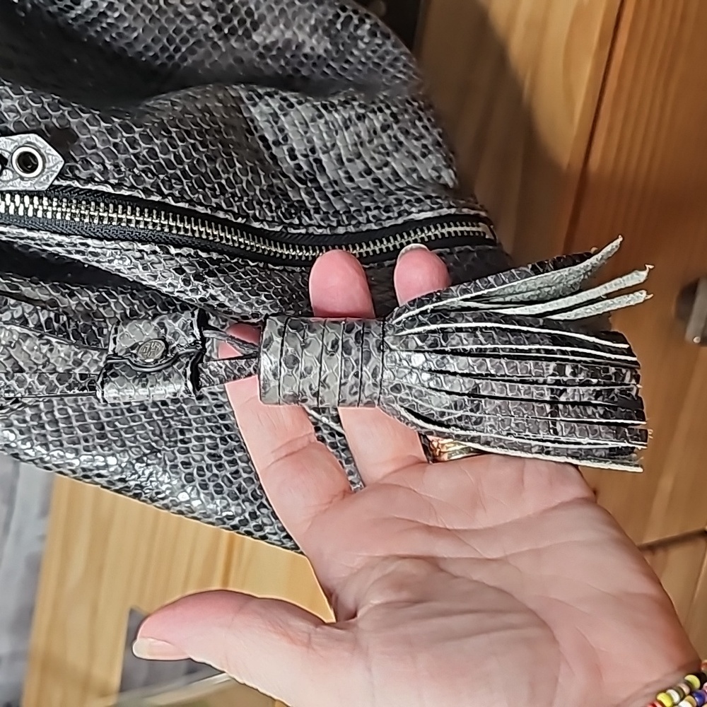 Cole Haan Gray Snake-Embossed Tote with Top Handles - Picture 13 of 13